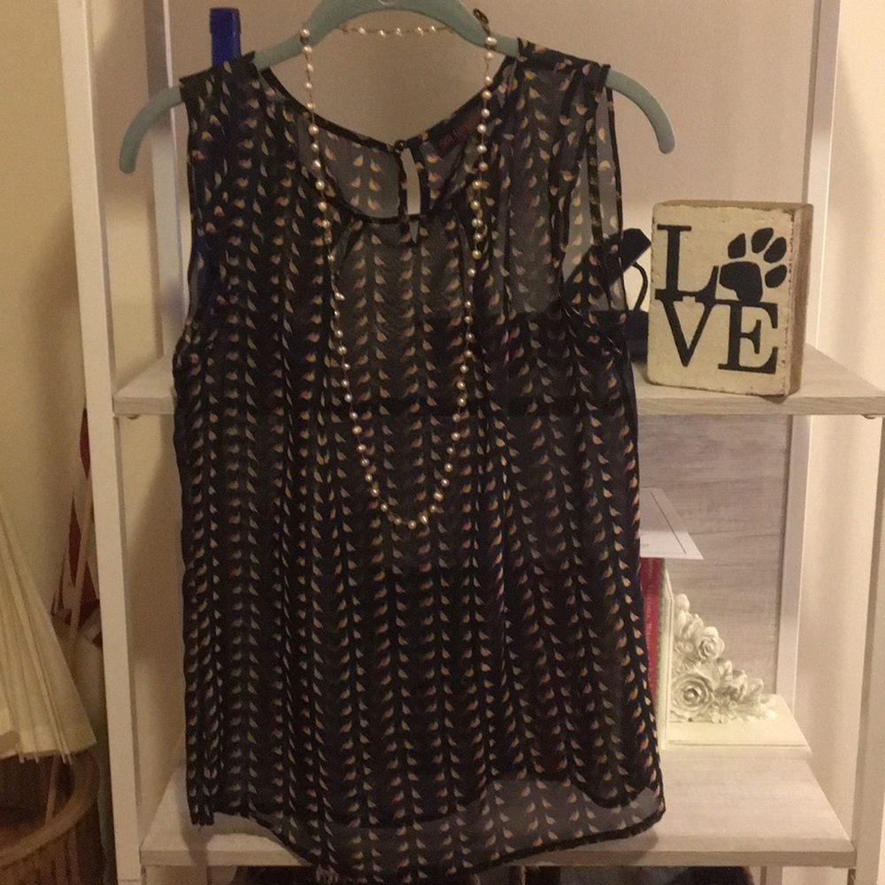 Sheer and flowy top w/ pretty bird design
